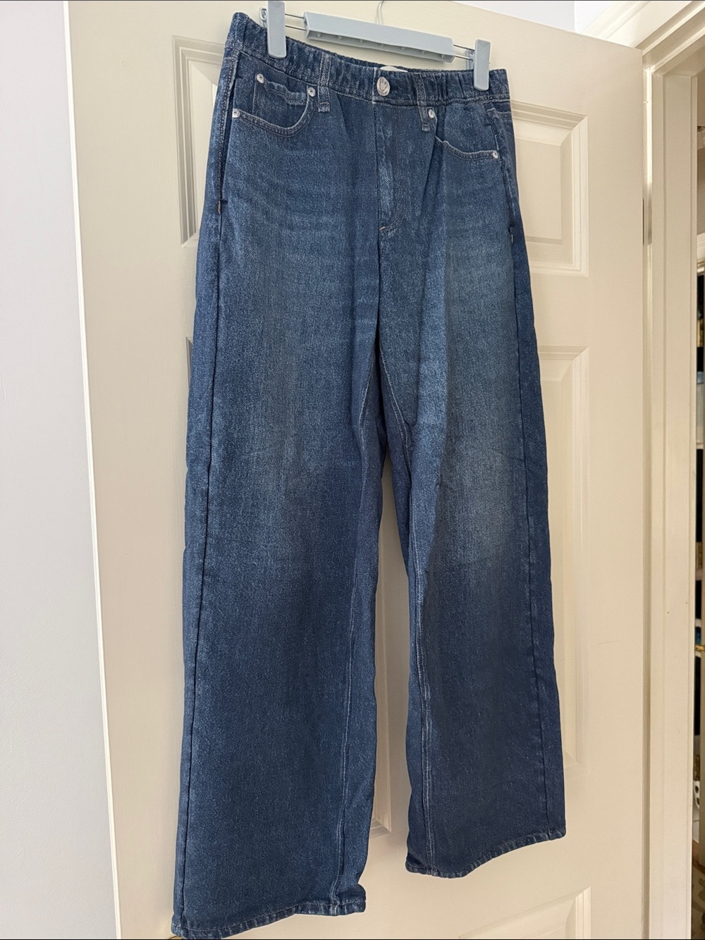 rag & bone Wide-Leg Jeans in Dark Blue Denim
